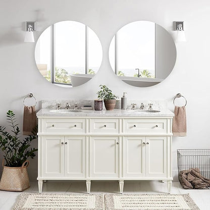 30 Inches Round Bathroom Medicine Cabinet, Frameless Circle Mirror Cabinet Wall Mounted Cabinet with Surface Mount Installation