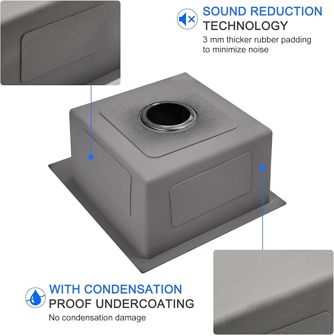 15"x17" Drop-In Single Bowl Bar Sink 304 Stainless Steel | 15"x17" Drop-in Sink | 304 SS | Topmount | Single Bowl | Single Faucet Hole | 8" Deep Basin | Brushed | Bar/Coffee Station