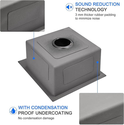 15"x17" Drop-In Single Bowl Bar Sink 304 Stainless Steel | 15"x17" Drop-in Sink | 304 SS | Topmount | Single Bowl | Single Faucet Hole | 8" Deep Basin | Brushed | Bar/Coffee Station