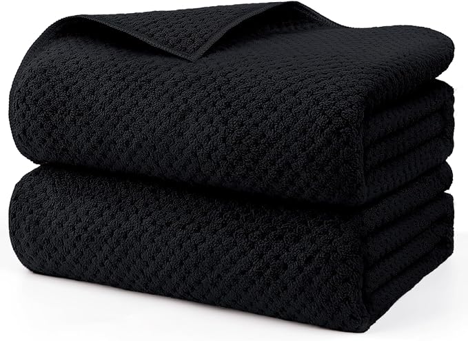HOMEXCEL Bath Sheets 2PK, 35x70 in, Absorbent&Soft, Extra Large Bath Towel | Lightweight and Quick Drying Microfiber Towels for Bathroom, Yoga, SPA, Fitness, Black