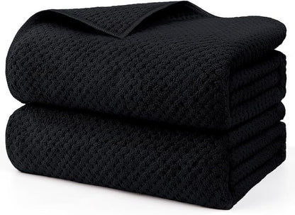 HOMEXCEL Bath Sheets 2PK, 35x70 in, Absorbent&Soft, Extra Large Bath Towel | Lightweight and Quick Drying Microfiber Towels for Bathroom, Yoga, SPA, Fitness, Black