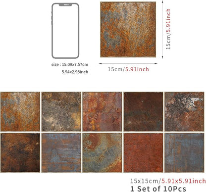 Alwayspon Vinyl Sticker Peel and Stick, Self-Adhesive Wall Tile Transfers Backsplash Sticker Decal for Kitchen Bathroom, 6x6inch/15x15cm 30Pcs, Stone Effect T049