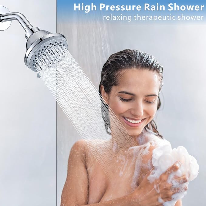 High Pressure Shower Head - 5 Spray Modes Powerful Pressure Boosting Showerhead For Bathroom - Perfect Universal Replacement for Rain Shower Heads(Chrome)