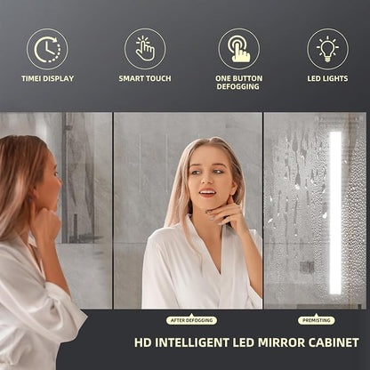 68" Double Sink Floating Bathroom Vanity,Bathroom Vanity with Sink Set Includes Open LED Smart Defog Mirror Cabinet, Modern Bath Vanity with Drawers,Wall-Mounted Bathroom Vanities,Dark Grey