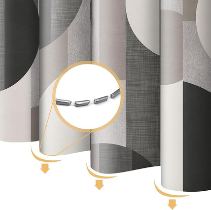Abstract Shower Curtain Brown Tan Grey Mid Century,Morden Circular Square Minimalist Geometry Fabric Shower Curtains Bathroom Accessories