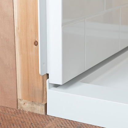 WOODBRIDGE 60"L x 32"W Shower Combo Kits with Glue Up Shower Walls in Glossy White and Shower Base with Center Drain in White