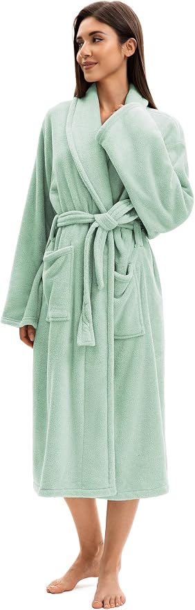 Soft Robe For Women，Warm Plush Bath Robes Female，Spa Towel After Shower Lightweight Long Bathrobe