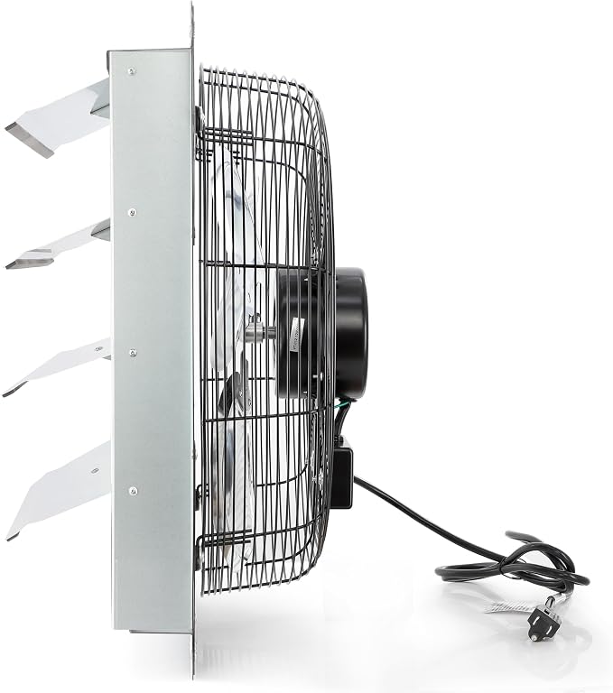 Vie Air Shutter Exhaust Fan with Power Cord – High-Performance Ventilation for Indoor/Outdoor Spaces, Energy-Efficient Cooling - Vent fan for Commercial, Greenhouse, Attic, Shed & Shop (18 Inch)