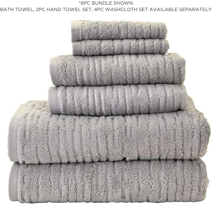 SKL Home CloudSoft Hand Towel Set, 2-Piece, 100% Cotton Luxury, Gray | Premium spa-level quality. 600 GSM weight. Ultra plush & absorbent. For use in the bathroom, kitchen, bar or any sink space.