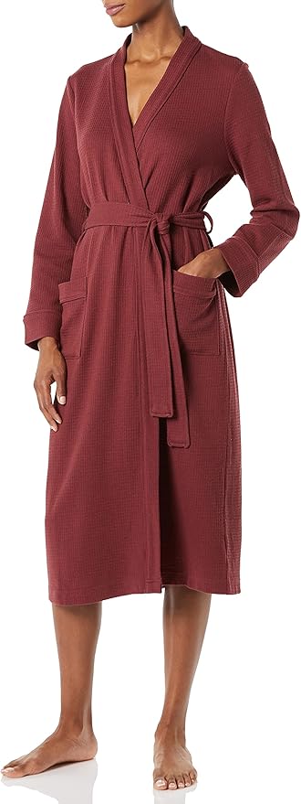 Amazon Essentials Women's Lightweight Waffle Full-Length Bath Robe (Available in Plus Size)