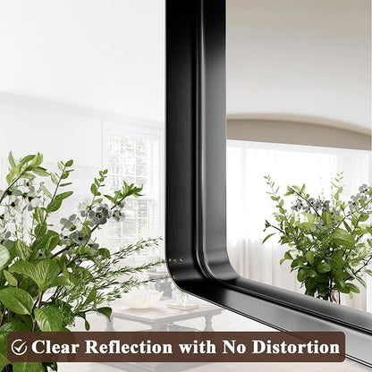 55"x 30" Black Bathroom Mirror - Aluminum Framed Wall Mirror, Bathroom Wall Mounted Vanity Mirror, Modern Bathroom Mirror, Bedroom, Living Room Wall Mirror, Hang Horizontally or Vertically