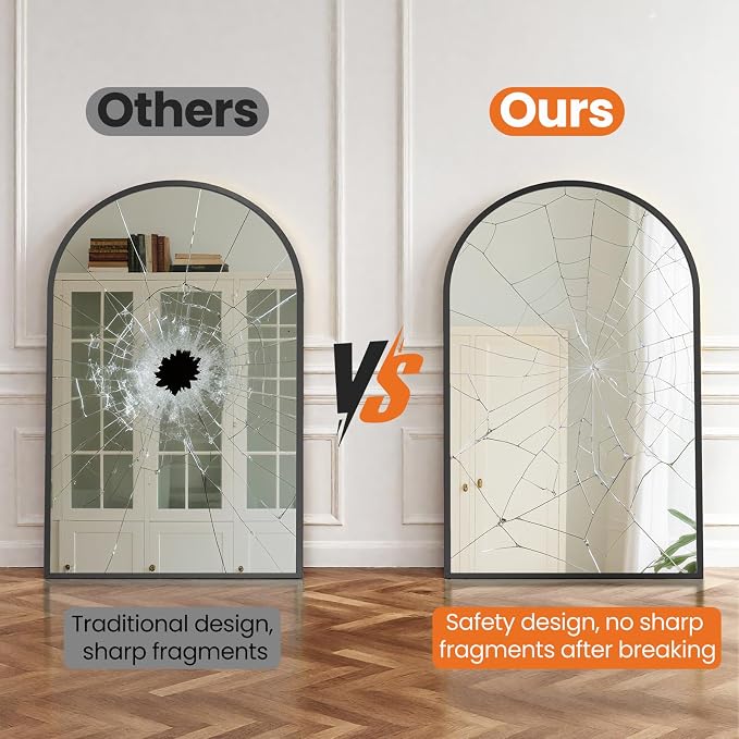 Sweetcrispy 22"x30" Arched Black Bathroom Mirrors for Wall | Bathroom Mirrors for over sink, Metal Framed with HD Shatter-Proof Glass for Entryway, Bedroom, Dressing Room, Home Decor