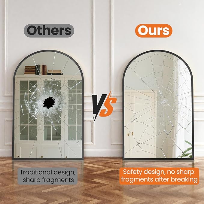 Sweetcrispy 20"x30" Arched Black Bathroom Mirrors for Wall | Bathroom Mirrors for over sink, Metal Framed with HD Shatter-Proof Glass for Entryway, Living Room, Bedroom