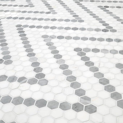 MSI Bianco Dolomite Sazi 11 in. x 14 in. Polished Marble Hexagon Wall Tile and Floor Tile for Kitchen Backsplash, Wall Tile for Bathroom, Shower Wall Tile, Mesh Mounted Mosaic Tile