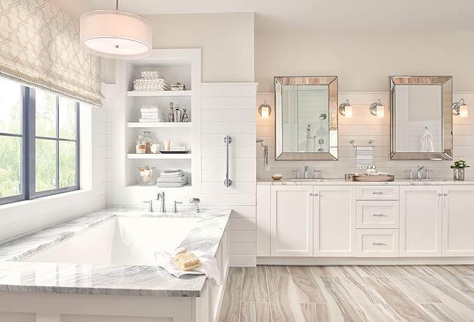 Moen YB6461CH Belfield 1-Light Dual-Mount Bath Bathroom Vanity Fixture with Frosted Glass, Chrome
