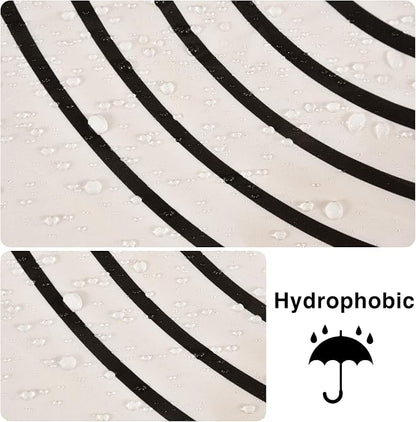 3 in 1 Shower Curtain Set, Boho Mid Century Modern | Polyester Bath Curtain with Magnetic PEVA Liner and 12 Double Sided Stainless Steel Hooks 72x72 Inches