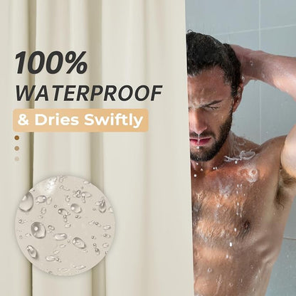AmazerBath Stall Shower Curtain 36x72, Beige Shower Curtain Plastic, Small Shower Curtain Liner Cream Heavy Duty Thick PEVA, Walk in Shower Liner with 2 Weighted Stones and 6 Grommet Holes