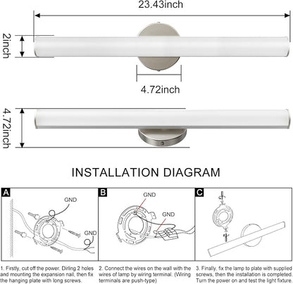 24inch Bathroom Vanity Light 2-Pack, 16W Bathroom Lights Fixture,1600LM Led Vanity Lights Bar, 4000K Natural White Bath Wall Lighting Fixture Sconce Indoor, Vanity Light Fixtures Over Mirror