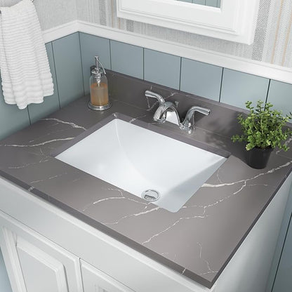 MSI 18.5” (L) x 13.75” (W) x 8.0” (H) Rectangle Porcelain Ceramic Undermount Bathroom Vanity Vessel Sink, White