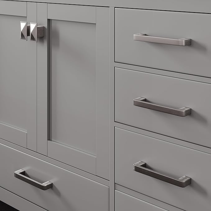 Eviva Aberdeen 96 in. Gray Double Sink Bath Vanity with Carrara Quartz Top and Undermount Porcelain Sinks