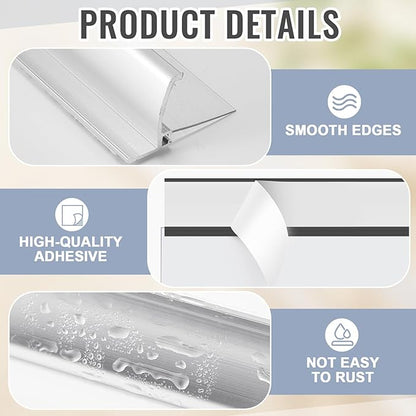 Hicarer 25'' Chrome Framed Shower Door Replacement Drip Rail with Vinyl Sweep, Shower Door Water Deflector with Bottom Seal, Applied Mounting Tape and Screws (Silver)