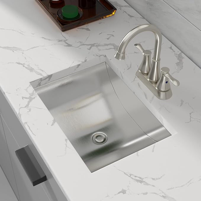 Sarlai Stainless Steel Bathroom Sink Undermount - 20"x14" Bathroom Vanity Sink Stainless Steel Rectangle Undermount Bathroom Lavatory Restroom Under Counter Sinks Basin with Pop Up Drain