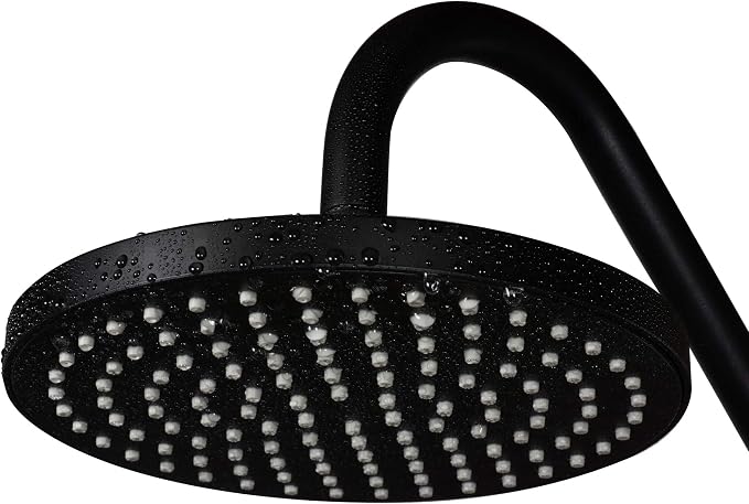 PULSE ShowerSpas Kauai III Matte Black Rain Shower Head with Handheld Spray - 2.5 GPM, 8" Showerhead, 5-Function HandShower, Adjustable Slide Bar - Shower Heads with Handheld Spray Combo