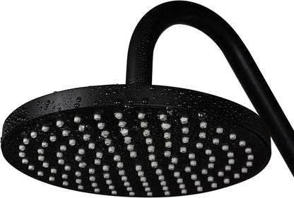 PULSE ShowerSpas Kauai III Matte Black Rain Shower Head with Handheld Spray - 2.5 GPM, 8" Showerhead, 5-Function HandShower, Adjustable Slide Bar - Shower Heads with Handheld Spray Combo