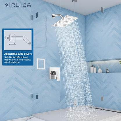 Airuida Shower Faucet Set,8 Inch Shower Valve Kit,Chrome Polish | Male Threads,Rough-in Valve Shower Trim Kit,Single Handle Control Shower Set