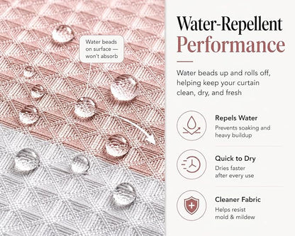 Dainty Home Ombre Waffle Weave Shower Curtain 70 x 72 Blush Textured Fabric Shower Curtain, Hotel Style Waffle Weave Bathroom Curtain, Water Resistant Polyester Ombre Shower Curtain