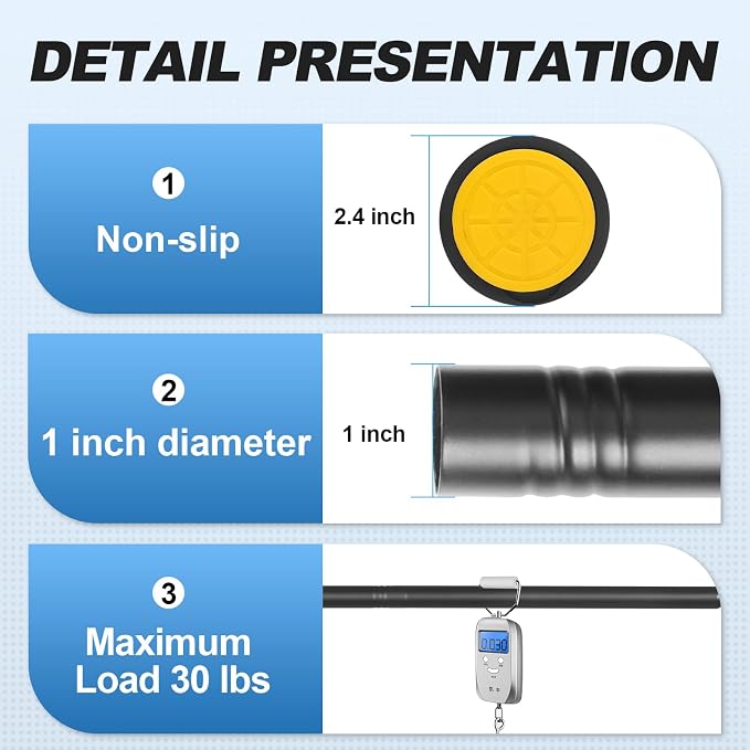 CorkLatta 1" Heavy Duty Black Shower Curtain Rod 31 to 80 Inch,Adjustable | Stainless Steel Tension Curtain Rod Non slip, No Drill Shower Rods for Bathroom,Easy Install