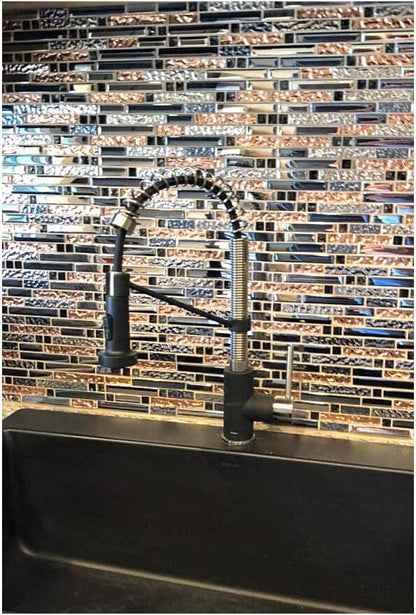 Mosaic Tiles Crystal Glass Tile Rose Gold Interlocking Chrome Silver Black Ink Blue Mosaic Bath Kitchen Fireplace Decor TSTGT107 (5 Square Feet)