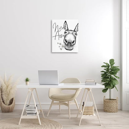 Stupell Industries 'Nice Arse Donkey Pun', Canvas Art, 24 x 30 Inches, Easy to Hang and Sturdy, Made in USA, by Lettered and Lined | Stupell Industries | 24 x 30 Inches, Easy to Hang and Sturdy, Made in USA, by Lettered and Lined