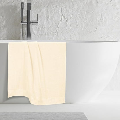 GLAMBURG 100% Cotton Oversized 2 Pack Bath Sheets 35x70, Ultra Soft Highly Absorbant Compact Quickdry & Lightweight Large Bath Sheet Set, Ideal for Gym Travel Camp Pool - Ivory