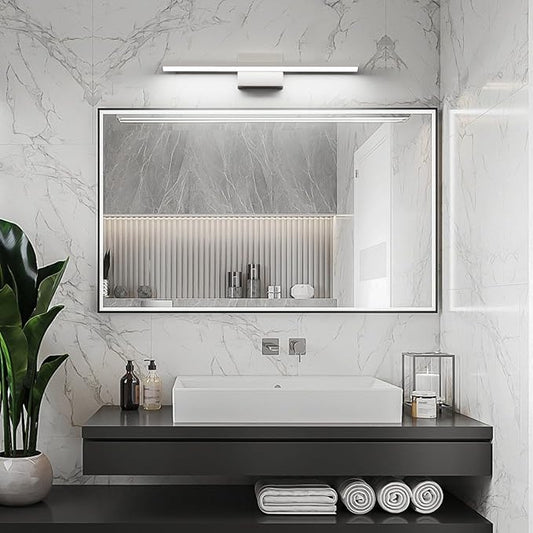 Ralbay Brushed Nickel Vanity Light for Bathroom Metal Acrylic Modern LED Bathroom Light Fixtures Brushed Nickel 24inch