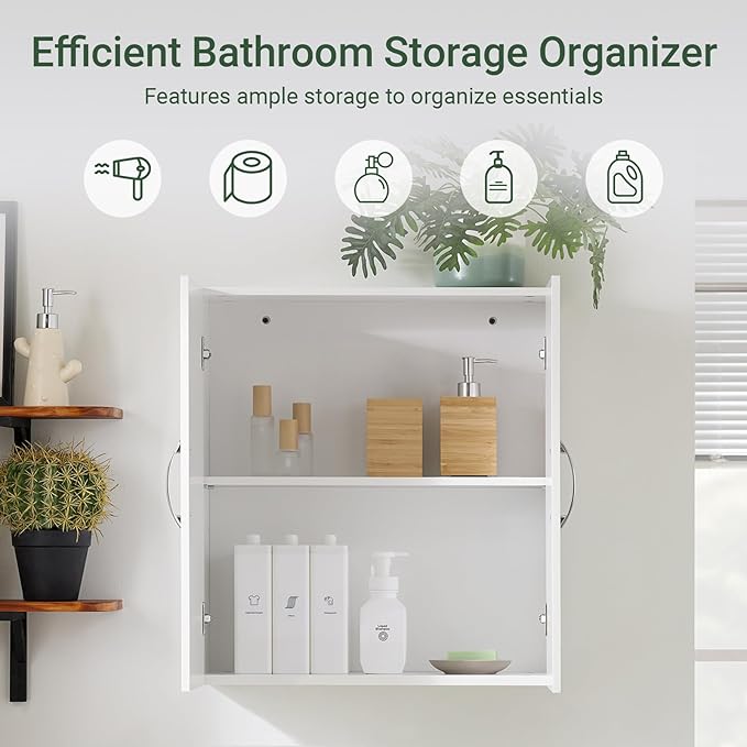 SoBuy Over Toilet Wall Mount Medicine Cabinet, Wall Size, White | Narrow Wall Mounted Over-Toilet Cabinet With Adjustable Shelves, Compact Storage For Kitchen & Bathroom, FRG231-T-W
