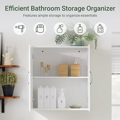 SoBuy Over Toilet Wall Mount Medicine Cabinet, Wall Size, White | Narrow Wall Mounted Over-Toilet Cabinet With Adjustable Shelves, Compact Storage For Kitchen & Bathroom, FRG231-T-W