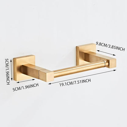 Brushed Gold Toilet Paper Holder Wall Mount, Bathroom Toilet Paper Holder for SUS 304 Stainless Steel, Double Post Pivoting Square Toilet Paper Roll Holder for Bathroom RV Paper Towels for TP