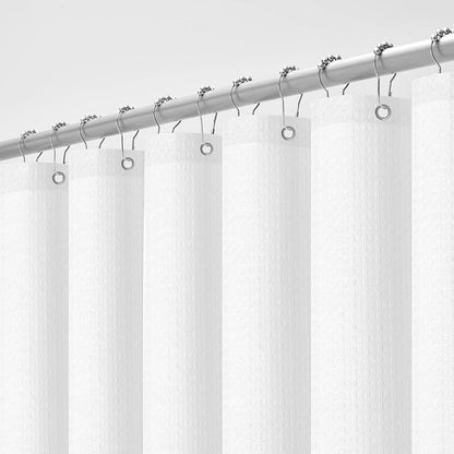 downluxe Waterproof Fabric Shower Curtain Liner, Soft Cloth Shower Liner with Magnets, Machine Washable & Hotel Quality Bathroom Curtain, 72" W x 78" L, Waffle White