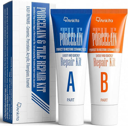 Porcelain Repair Kit White, High-Gloss Chipped Sink, Tub & Tile Repair Kit | Fix Sinks Chips, Tile Crack, Hole, Super Bond Porcelain Sink Repair Kit & Tile Paste Epoxy Putty, Trim & Repair Kits