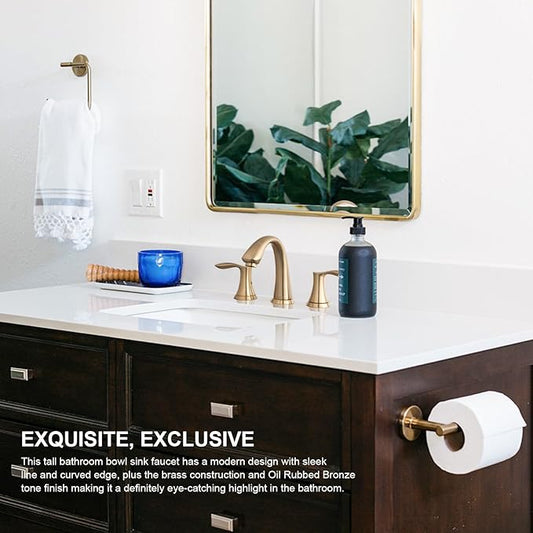 Lava Odoro Valenvoir Champagne Gold Bathroom Faucet for Sink 3 Hole, Gold 8 inch Widespread Bathroom Faucet 2 Handle Bathroom Sink Faucet for Vanity with Drain Assembly Supply line, BF405-CB
