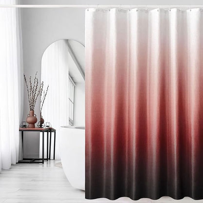 Red and Black Ombre Fabric Shower Curtain for Bath Decor, 72 x 72 | Red Black Gradient Fabric Shower Curtain, Cloth-Textured Bathroom Curtains Shower Set, Water Repellent and Machine Washable