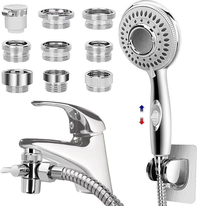 Shower Head Sink - Faucet Bathtub, Hose Sprayer Attachment with 9 Adapters | 79" Hose for Hair Washing, Pet Dog Rinse & Baby Bath, ON/OFF Extension for Tub Faucet, Utility Sink, Laundryroom, Garden