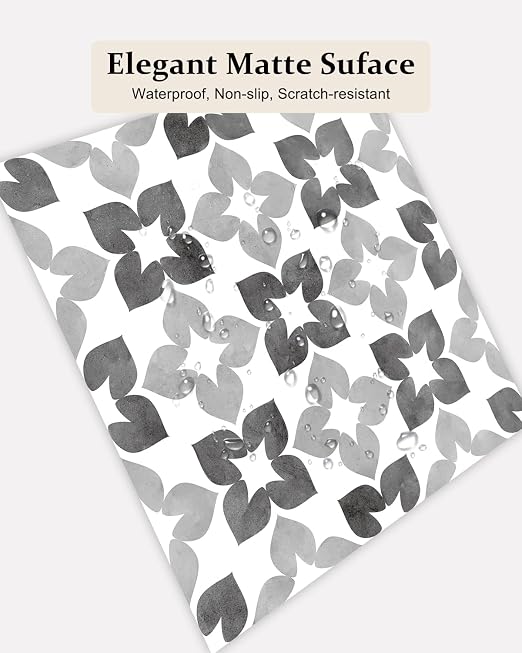 Peel and Stick Floor Tile, Waterproof Vinyl Flooring, Snap-Proof DIY Flooring Tiles for Bathroom, Kitchen, Fireplace, Wall, Backsplash, Home Decor, No Residue, 20 Tiles-7.87" Thin Ver, Gray