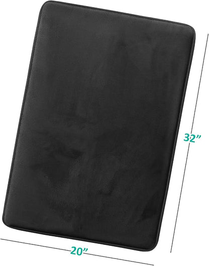 Clara Clark Bathroom Rugs, Velvet Memory Foam Bath Mat, Non-Slip, Machine Washable Bath Rugs - Dries Quickly, Ultra Soft Plush Bath Mats for Bathroom, 20 x 32, Black