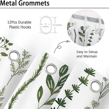 Boho Shower Curtain Waterproof Fabric Bath Curtain with Hooks 72x72 inch，Sage Green Modern Farmhouse Bathroom Decor