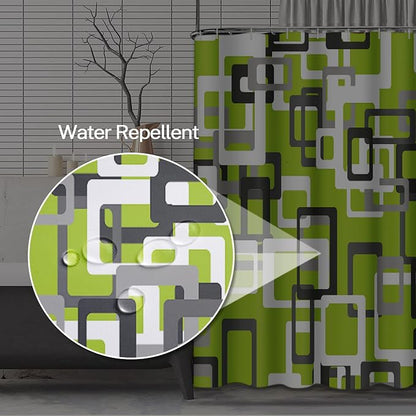 Shower Curtain, for Bathroom Decor 72 x 72 Inch, Modern Lime Green | Black Gray White Waterproof Polyester Fabric Shower Curtains Set with Hooks