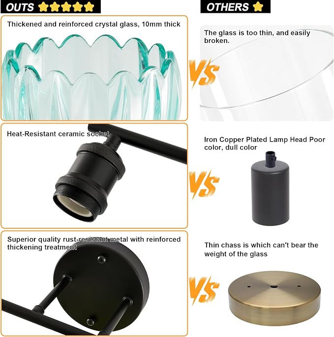 Bathroom Light Fixtures, 5-Light Brushed Black Vanity Lights for Bathroom with Blue Tulip Glass Shade, 30" Vintage Bathroom Vanity Lighting Fixtures Over Mirror for Bedroom Living Room Hallway