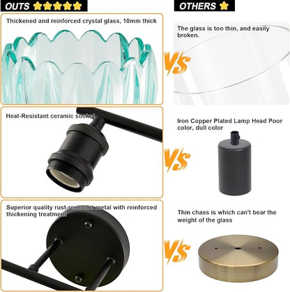 Bathroom Light Fixtures, 5-Light Brushed Black Vanity Lights for Bathroom with Blue Tulip Glass Shade, 30" Vintage Bathroom Vanity Lighting Fixtures Over Mirror for Bedroom Living Room Hallway