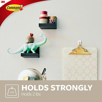 Command Display Ledges, Holds up to 2 lb, Slate, 2 Ledges with 8 Medium Strips, Damage-Free Hanging Floating Shelf with Adhesive Strips, Personalize Living Room, Bedroom, Kids Room or Office
